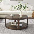40' Round Coffee Table for Living Room, Circle Coffee Table with Storage Shelf, 2-Tier Wooden Center Tables, Mid Century Farmhouse End Table for Office Apartment Bedroom Home Furniture, Brown