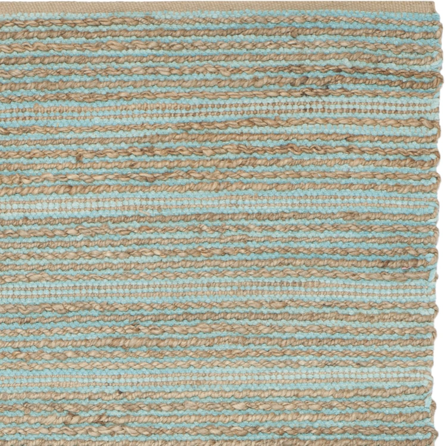 SAFAVIEH Cape Cod Collection Area Rug - 5' x 8', Aqua, Handmade Flat Weave Jute, Ideal for High Traffic Areas in Living Room, Bedroom (CAP851D)
