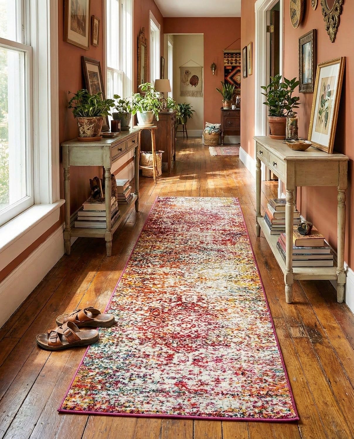 Rugs.com Arlington Collection Rug – 10 Ft Runner Multi Medium-Pile Rug Perfect for Hallways, Entryways