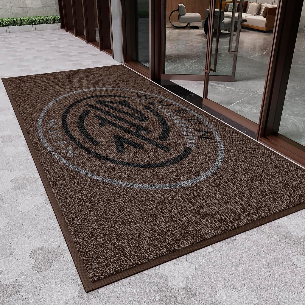 Custom Logo Door Mat Outdoor Commercial Carpet Floor Mat for Front Door, Non-Slip Low Profile Porch Patio Doormat