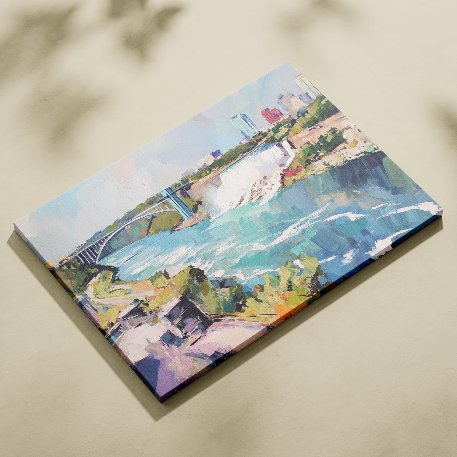 Niagara Falls American Falls Canvas Print – New York Waterfall Wall Art, USA Natural Landmark Landscape Decor, Travel Poster Ready to Hang(12x16inches)