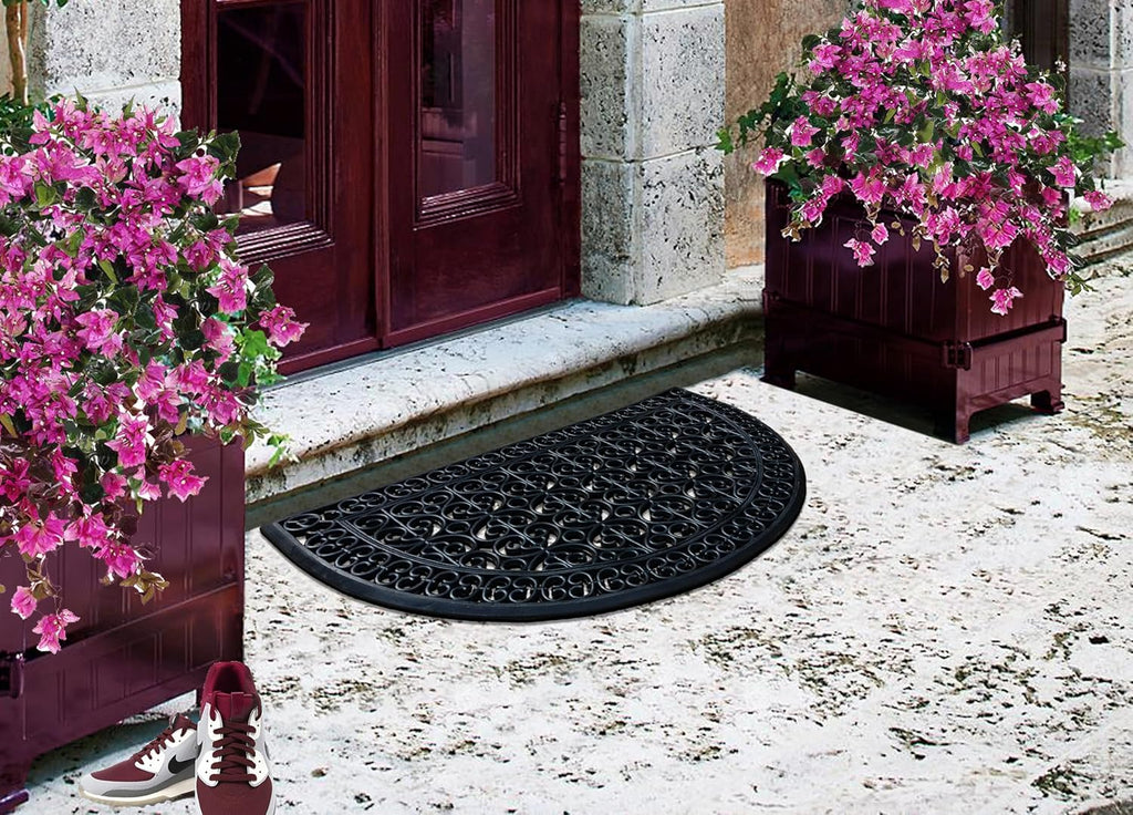 A1 Home Collections 18-LB Heavy Duty Rubber Doormat 30'×48' - Won't Blow Away | Outside Front Door Mat, Mud Dirt Scraper, Non-Slip Drainage Mat for Entryway Patio Garage, All-Weather, 100% Rubber Mats