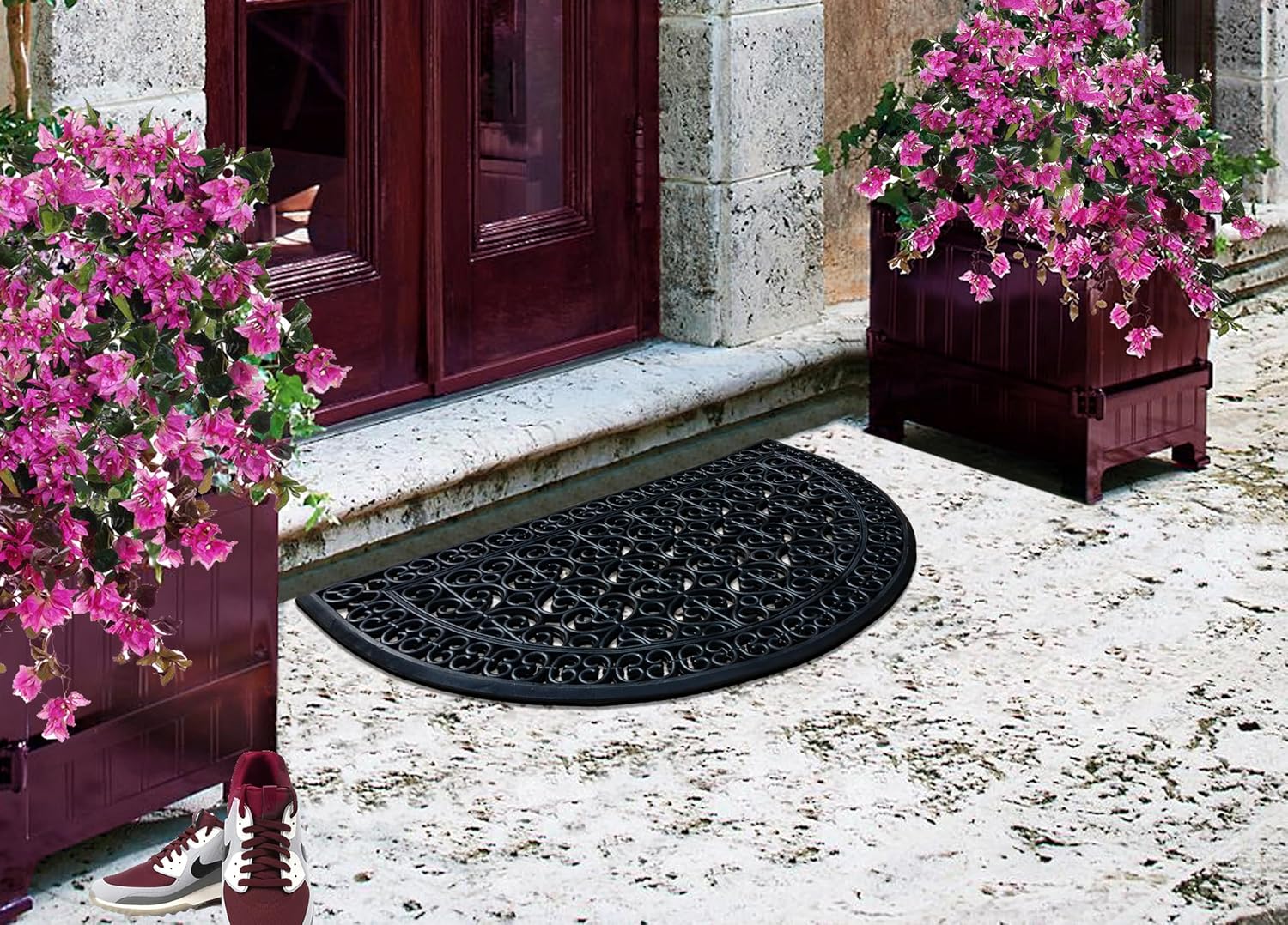 A1 Home Collections 18-LB Heavy Duty Rubber Doormat 30'×48' - Won't Blow Away | Outside Front Door Mat, Mud Dirt Scraper, Non-Slip Drainage Mat for Entryway Patio Garage, All-Weather, 100% Rubber Mats