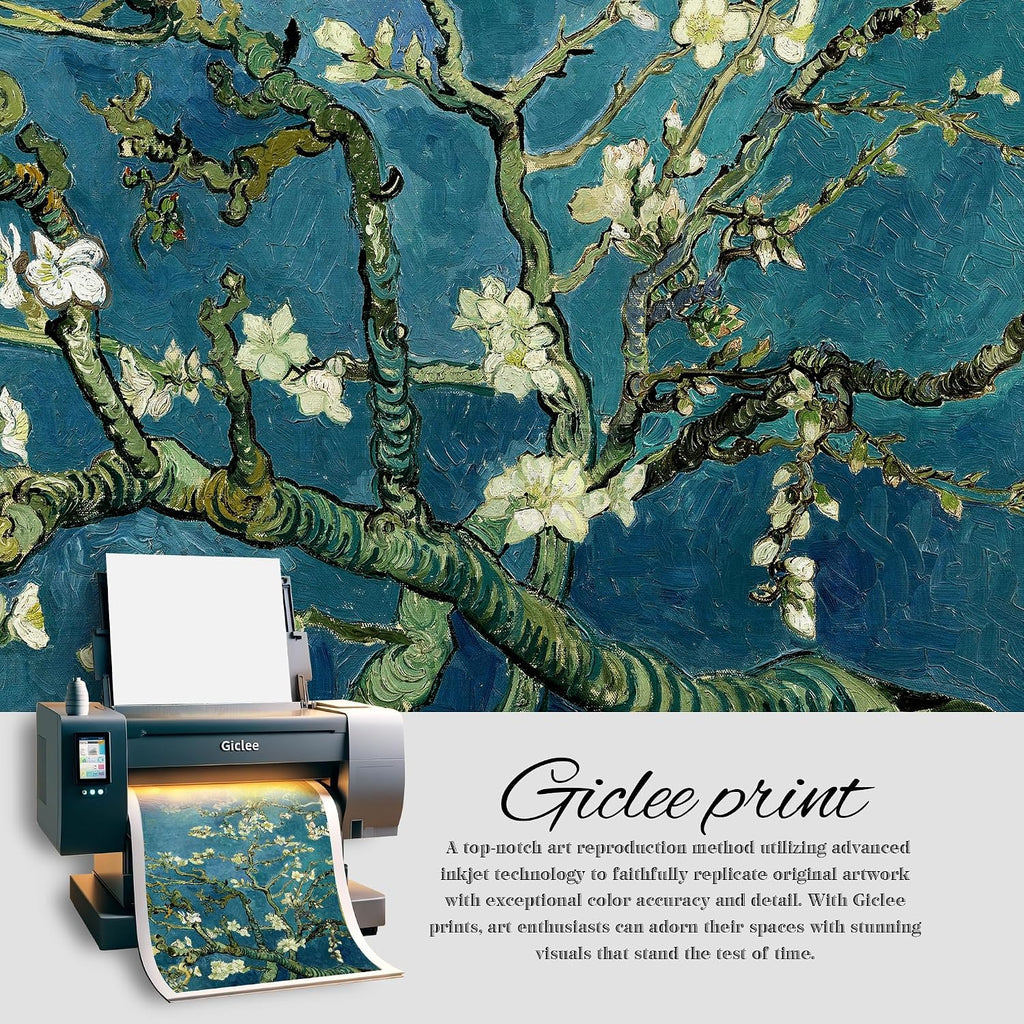 Almond Blossom by Vincent Van Gogh Framed Size:30x36 inches,Image Size:24x30 inches,Golden Frame The World Classic Art Reproductions,Wall Art for Home Decor