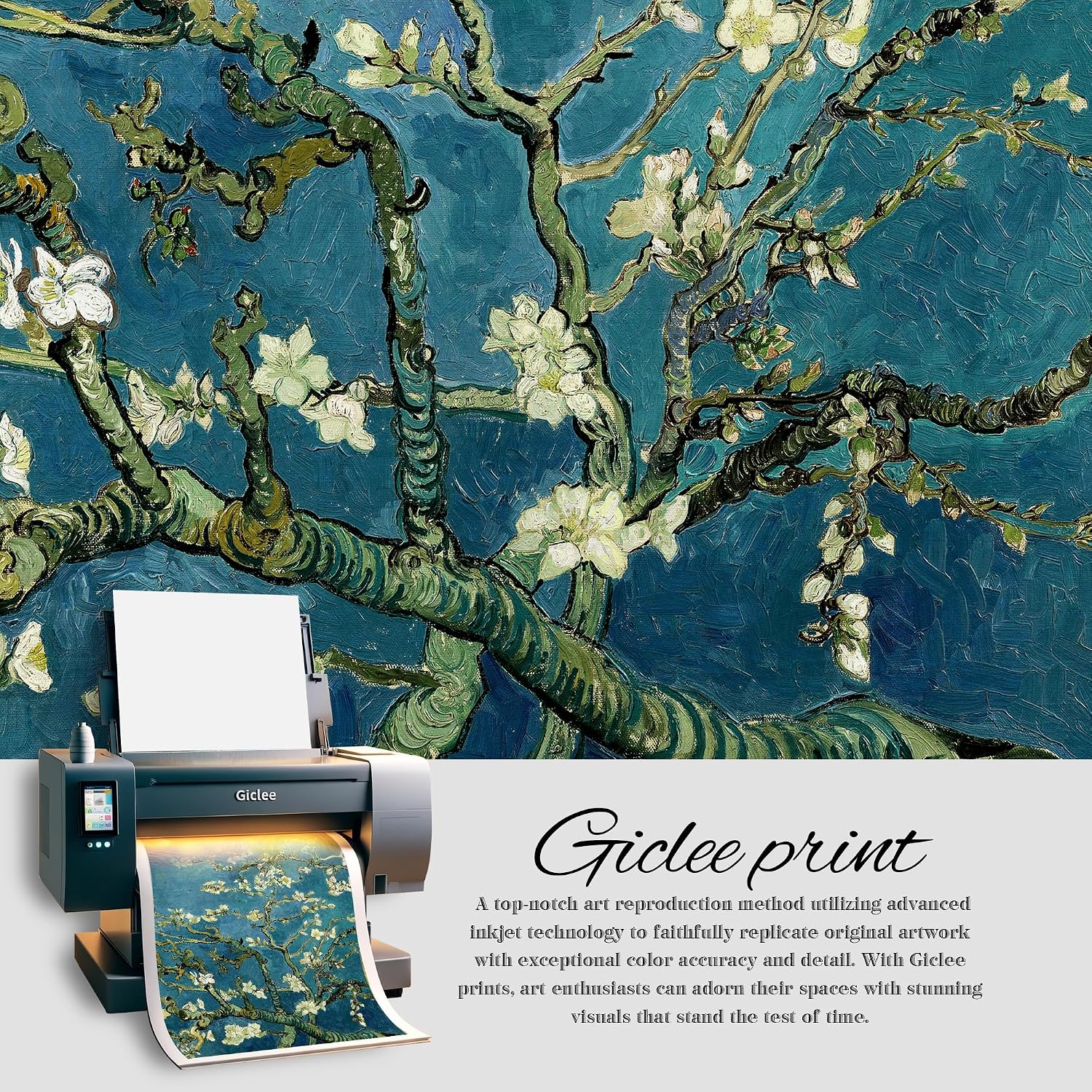 Almond Blossom by Vincent Van Gogh Framed Size:30x36 inches,Image Size:24x30 inches,Golden Frame The World Classic Art Reproductions,Wall Art for Home Decor