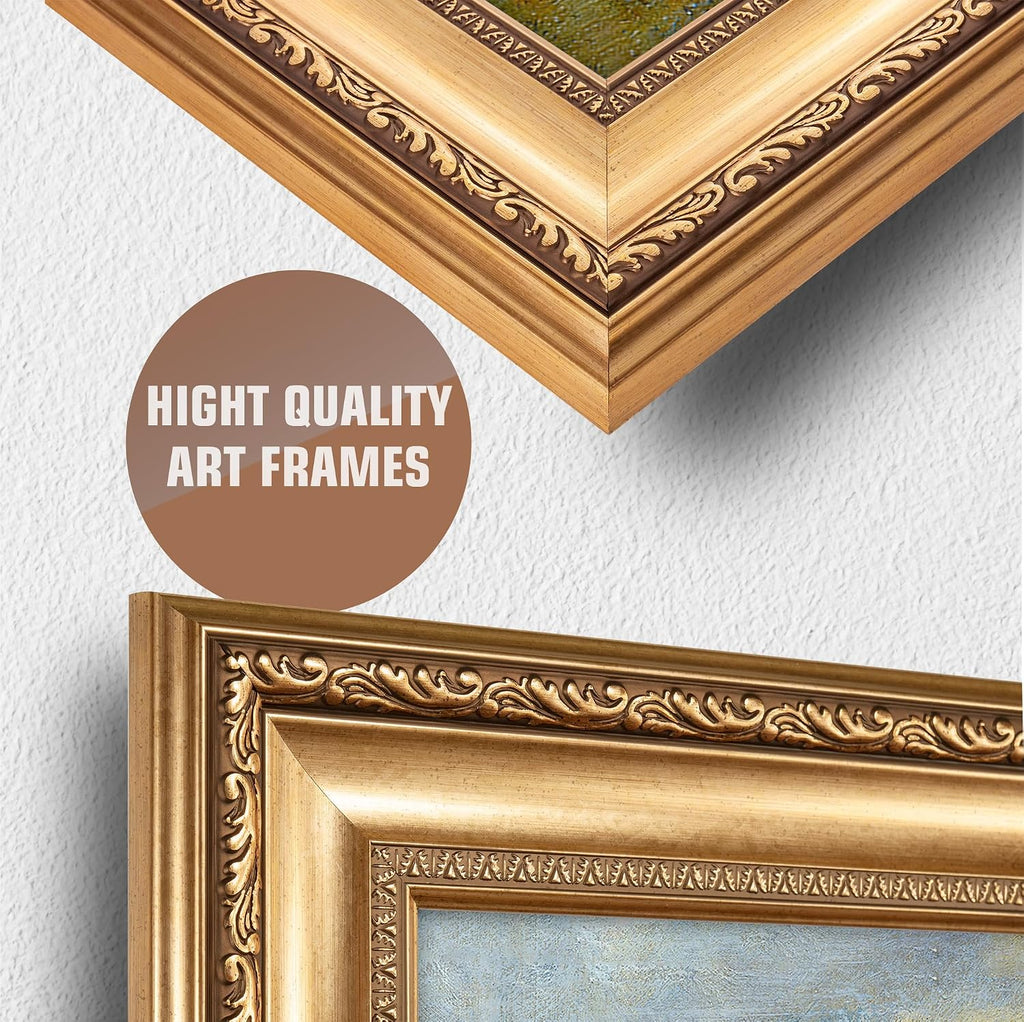 Bulb Fields by Vincent Van Gogh Framed Size:30x36 inches,Image Size:24x30 inches,Golden Frame The World Classic Art Reproductions,Wall Art for Home Decor