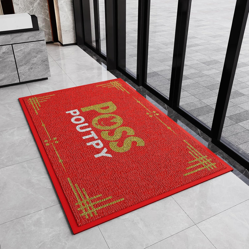 Custom Personalized Floor Mat with Any Logo Text, Anti-Skid Rubber Backing, All-Weather Waterproof Front Door Mat Outside Entrance