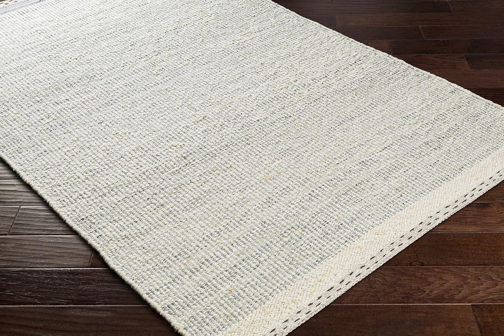 BoutiqueRugs Gray Solid Transitional 10x14 Large Area Rug Wool Hand Woven Flatweave Charcoal Cream Denim Beige Traditional Dalaoig Great Room Open Concept Master Bedroom Large Dining Room Non-Shedding