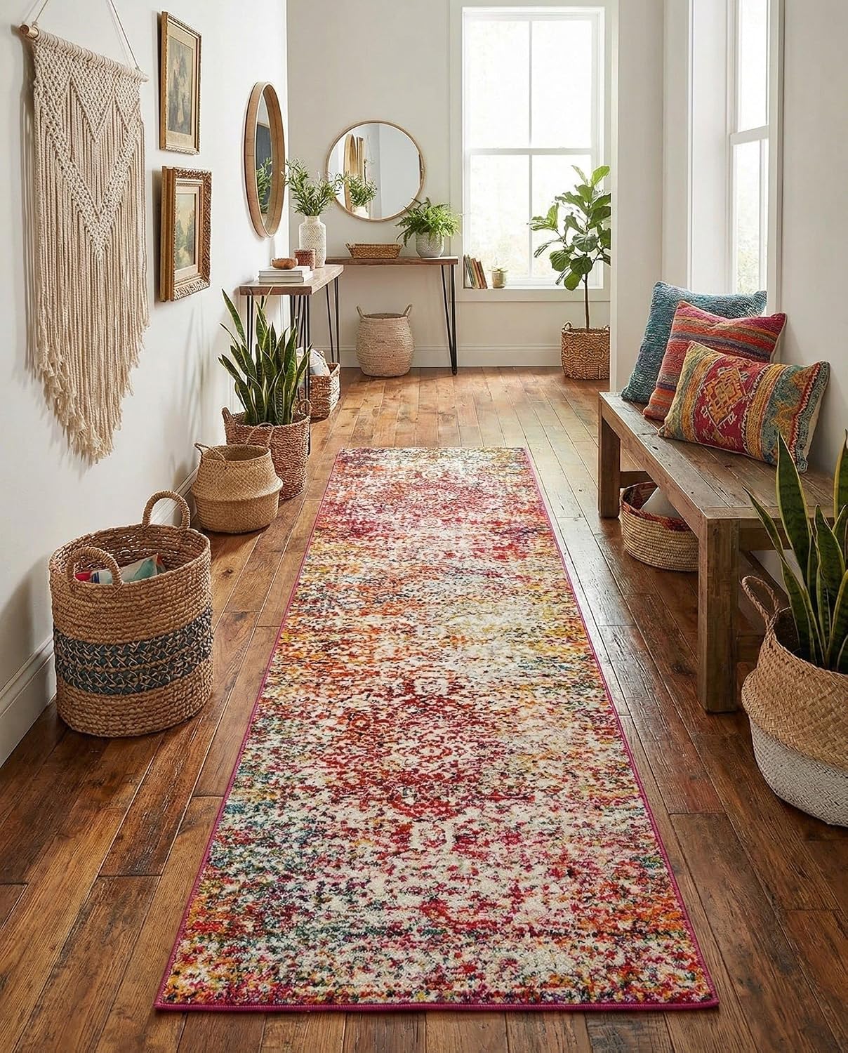Rugs.com Arlington Collection Rug – 10 Ft Runner Multi Medium-Pile Rug Perfect for Hallways, Entryways