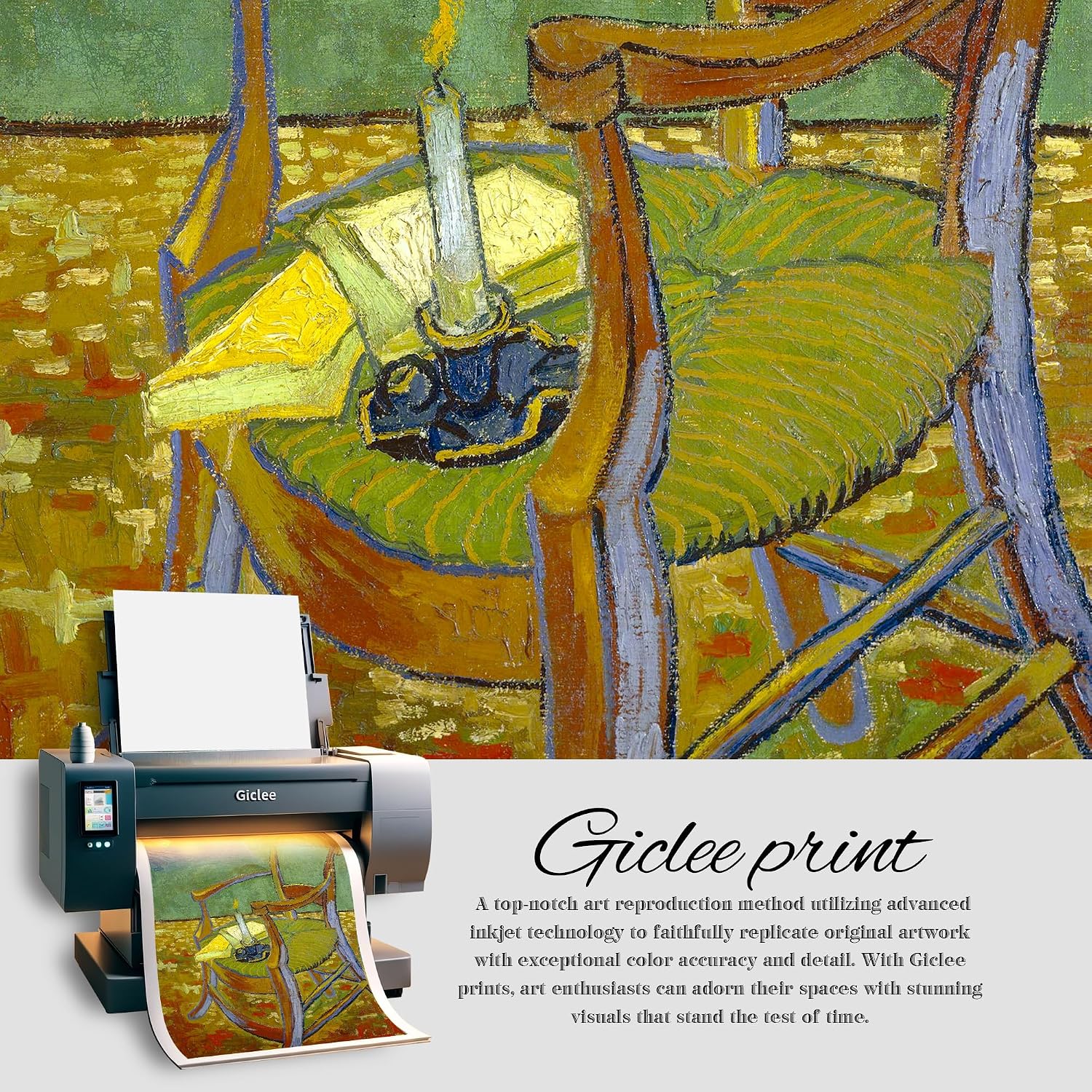 Gauguin's Chair by Vincent Van Gogh Framed Size:30x36 inches,Image Size:24x30 inches,Golden Frame The World Classic Art Reproductions,Wall Art for Home Decor