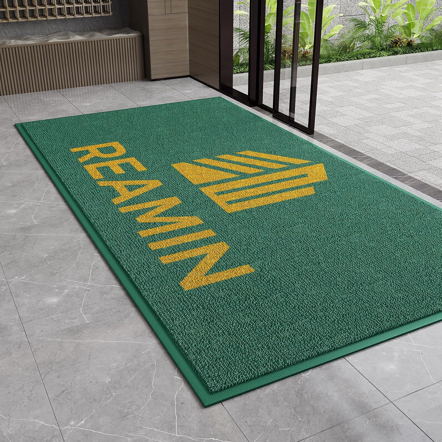 Custom Personalized Floor Mat with Any Logo Text, Anti-Skid Rubber Backing, All-Weather Waterproof Front Door Mat Outside Entrance
