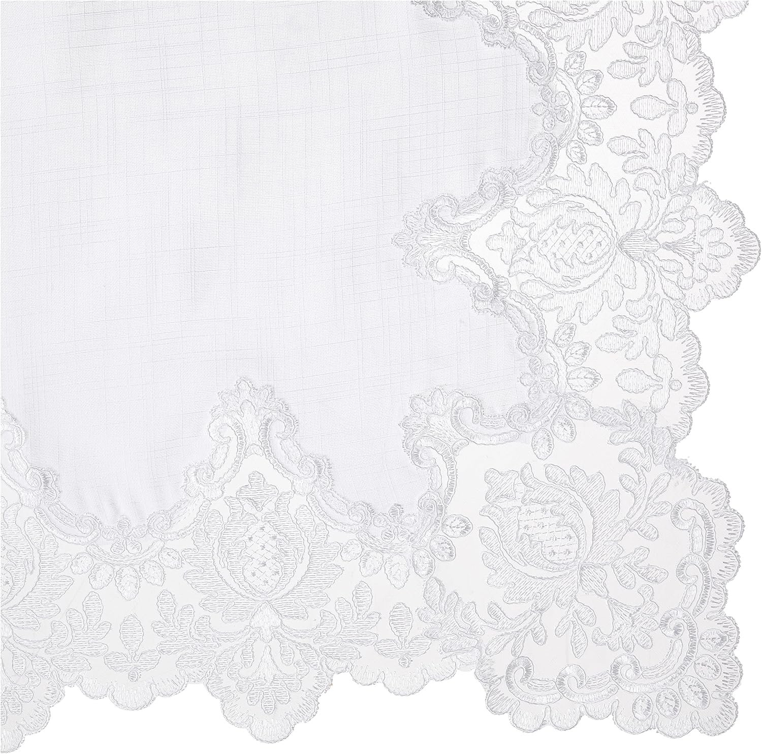 Violet Linen Imperial Embroidered Vintage Lace Design Oblong/Rectangle Tablecloth, 60' x 84', White