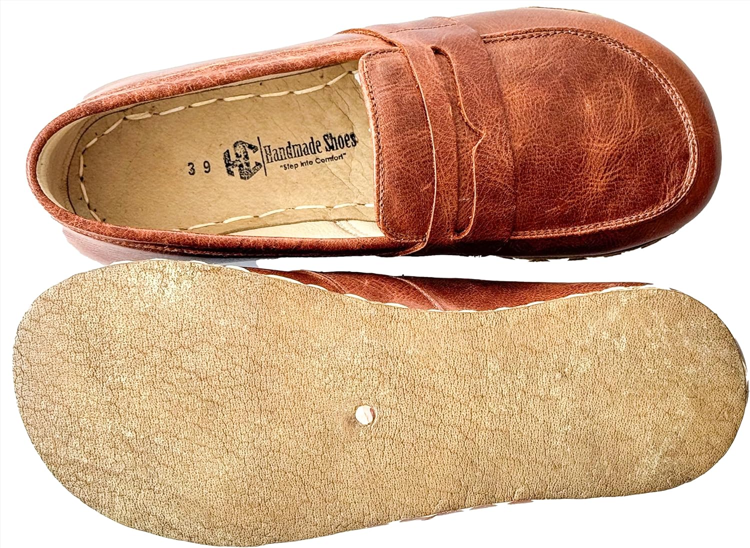 Grounding Shoes For Women, Barefoot Leather Shoes,Earthing With Copper Rivet, Wide Toe Box, Minimalistic Shoes, Gifts For Him | Crazy Brown