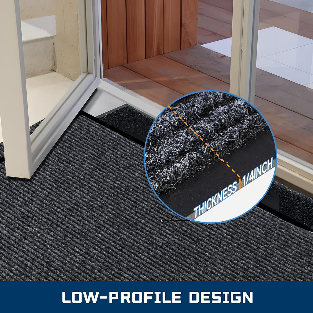 BesWin Indoor Outdoor Door Mat, 6'x4' Extra Large Front Doormat Outside Entrance, Non Slip Rubber Backing Commercial Floor Mats for Entryway, High Traffic Area, Heavy Duty, Waterproof, Easy to Clean