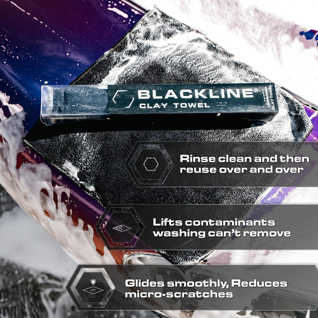 Blackline Clay Towel - Auto Detailing Synthetic Clay Towel - Decontaminate Paint and Glass for Smooth Washing - Great and Effective for Car, Truck, SUV - 12' x 12' (Full Experience)