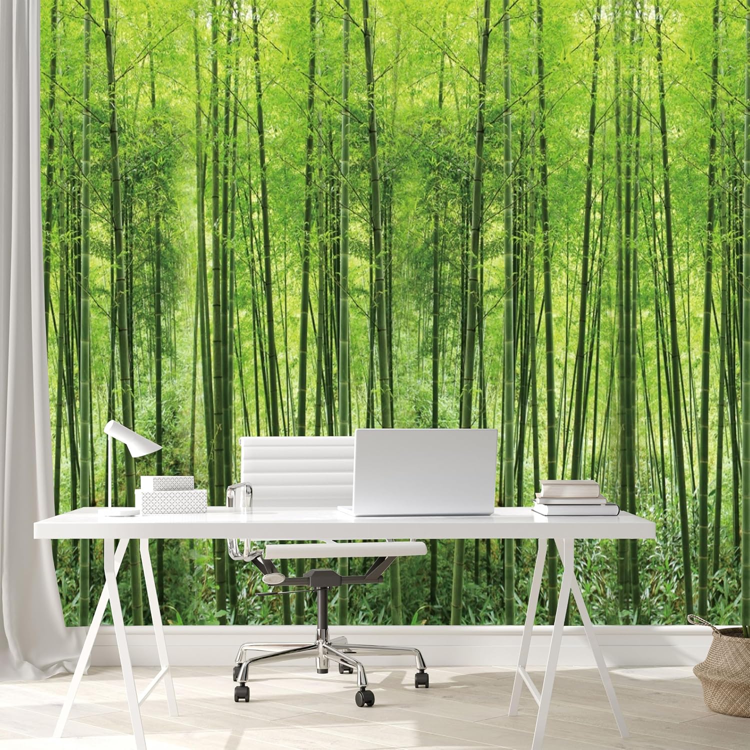 Custom Wall Murals,HD Green Bamboo Forest Natural Landscape，Removable Large Photo Wallpaper(Self-Adhesive Wall Fabric,No PVC) 151' x 105'