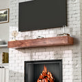 60 Inch Fireplace Mantel Shelf - 8' Deep Solid Wood Floating Mantel for Over Fireplace - 90LBS with Invisible Bracket - Handcrafted TV Decor for Livingroom & Bedroom - Rustic Walnut