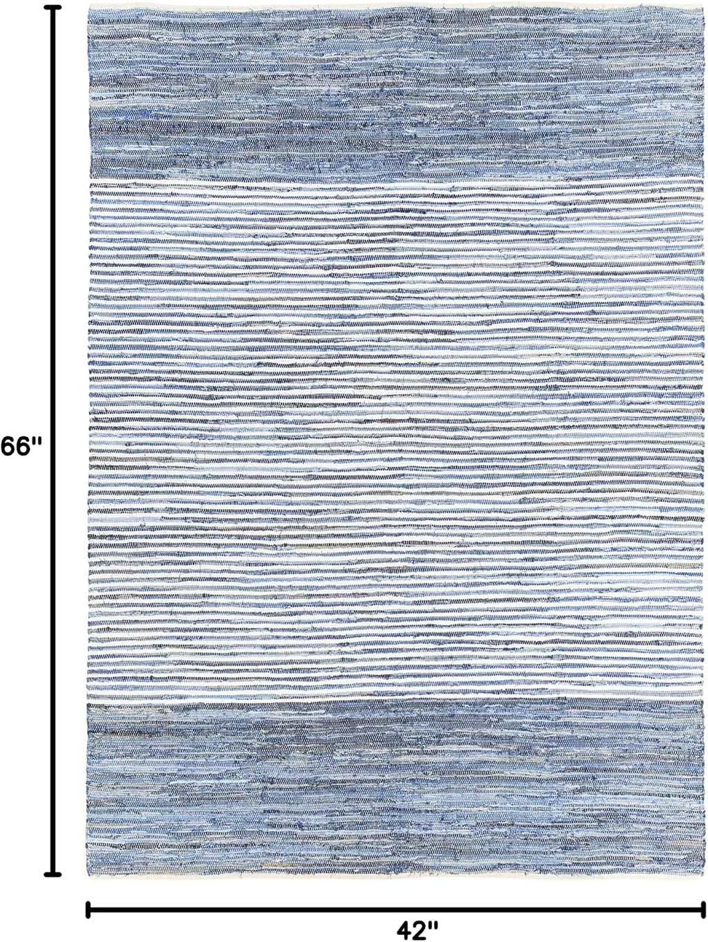 BoutiqueRugs Blue Striped Transitional Cotton 4x5 Accent Rug Hand Woven Navy Traditional Armona Entryway Bedside Nursery Mudroom Bathroom Powder Room 3'6' x 5'6' Stain Resistant Non-Shedding