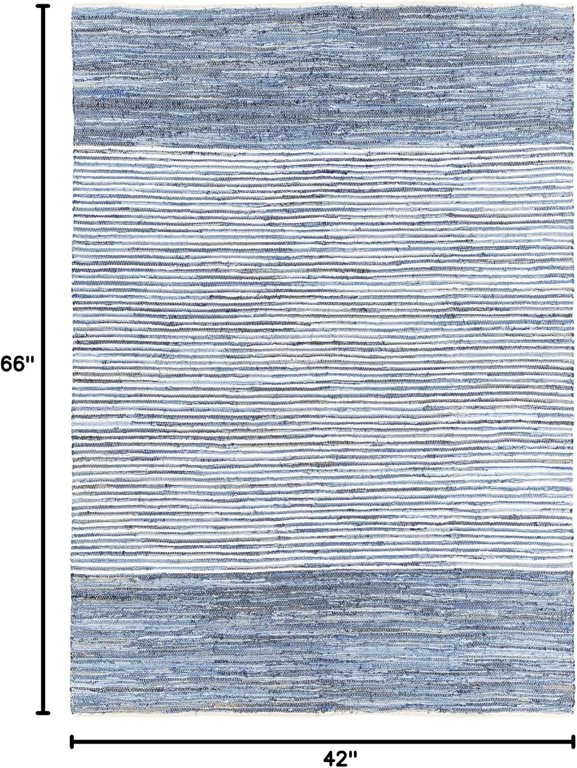 BoutiqueRugs Blue Striped Transitional Cotton 4x5 Accent Rug Hand Woven Navy Traditional Armona Entryway Bedside Nursery Mudroom Bathroom Powder Room 3'6' x 5'6' Stain Resistant Non-Shedding