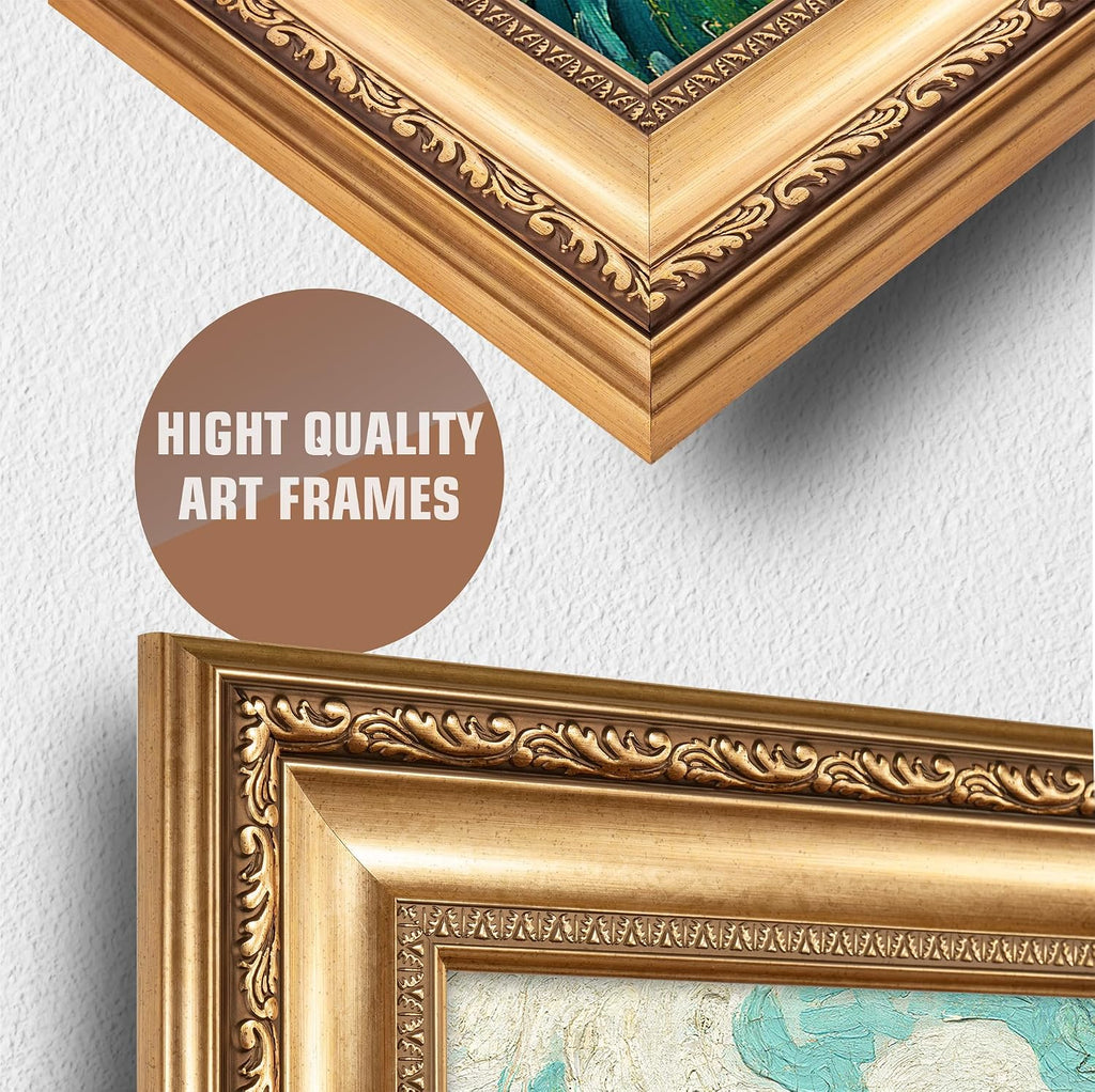 Green Wheat Fields, Auvers by Vincent Van Gogh Framed Size:30x36 inches,Image Size:24x30 inches,Golden Frame The World Classic Art Reproductions,Wall Art for Home Decor