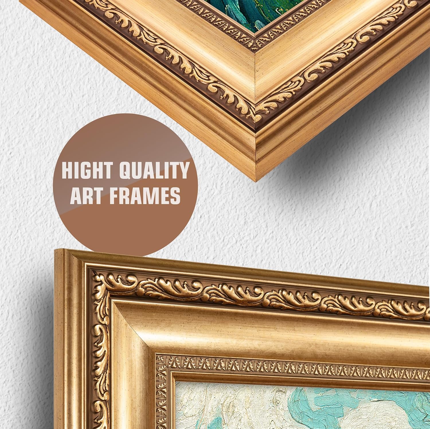 Green Wheat Fields, Auvers by Vincent Van Gogh Framed Size:30x36 inches,Image Size:24x30 inches,Golden Frame The World Classic Art Reproductions,Wall Art for Home Decor