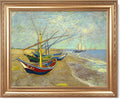 Boats at Saintes Maire by Vincent Van Gogh Framed Size:30x36 inches,Image Size:24x30 inches,Golden Frame The World Classic Art Reproductions,Wall Art for Home Decor