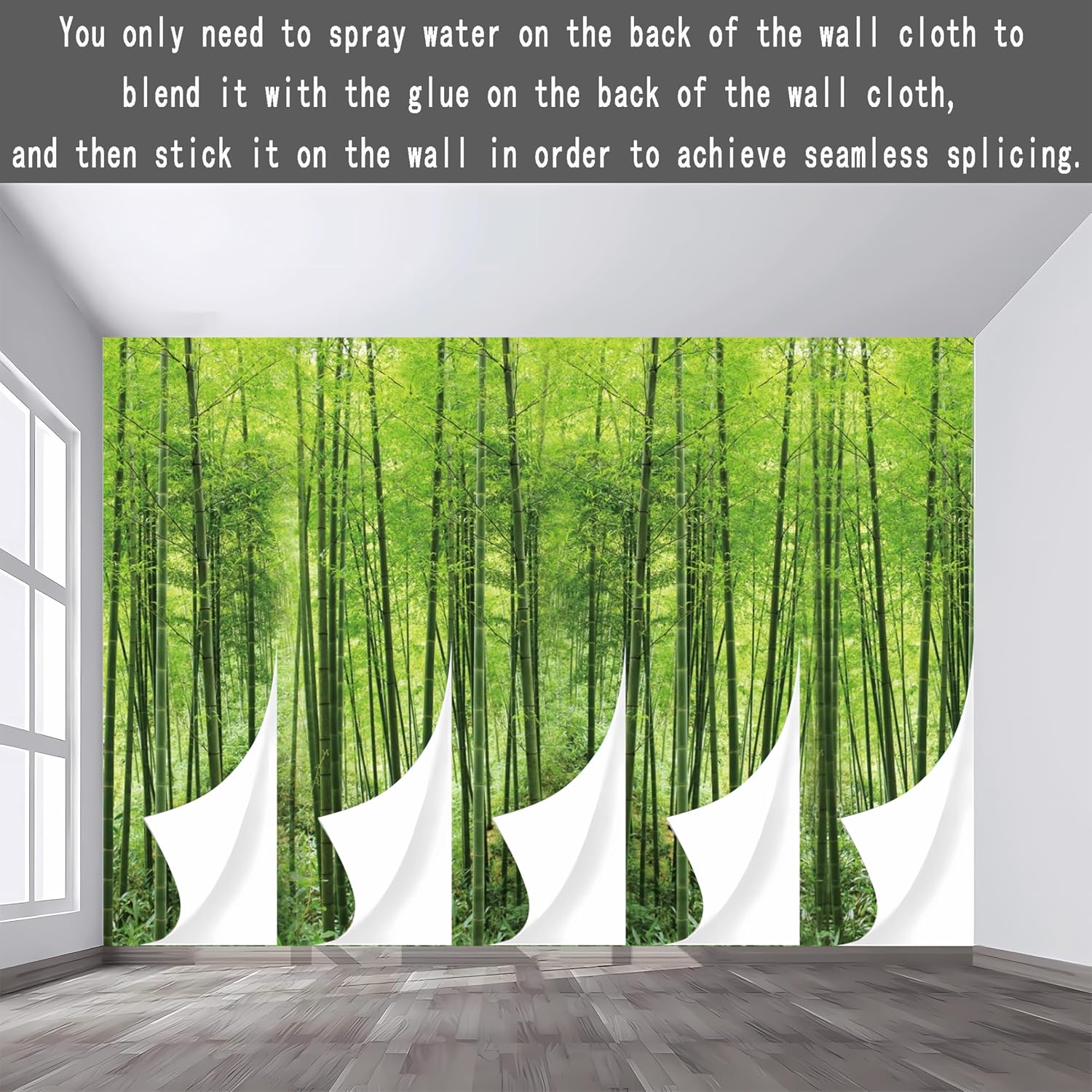 Custom Wall Murals,HD Green Bamboo Forest Natural Landscape，Removable Large Photo Wallpaper(Self-Adhesive Wall Fabric,No PVC) 151' x 105'