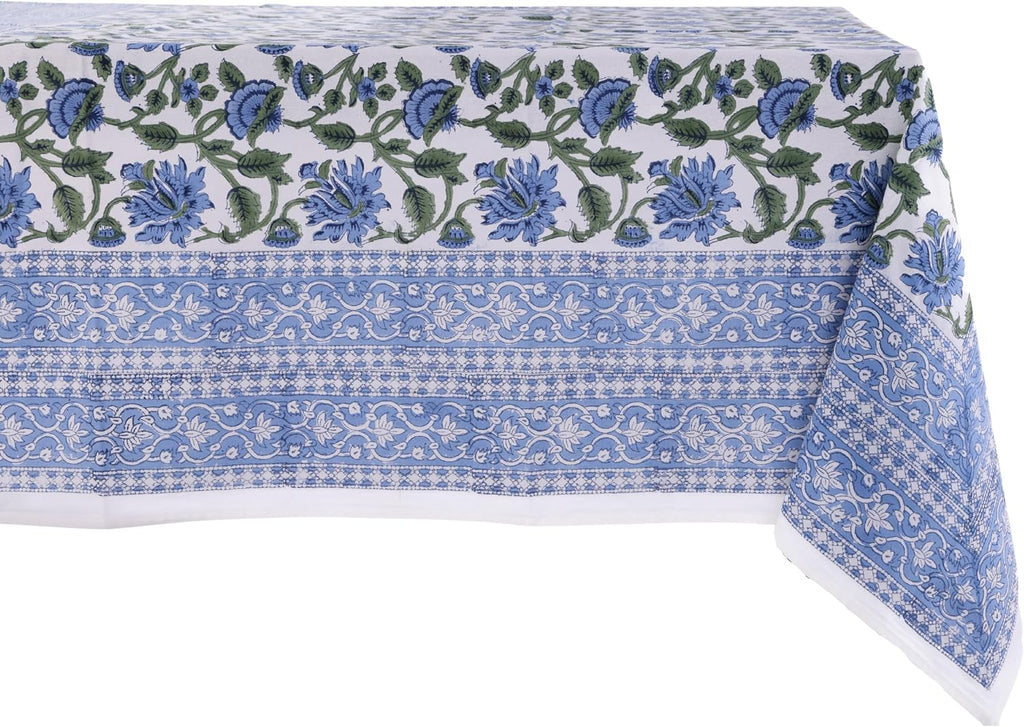 ATOSII Taj 100% Cotton Fall Tablecloth, Handblock Print Rectangle Table Cover for Kitchen Dining Linen I Parties, Thanksgiving, Christmas, Wedding, Table Cloth I 72 X 140 Inches I 12 Seater