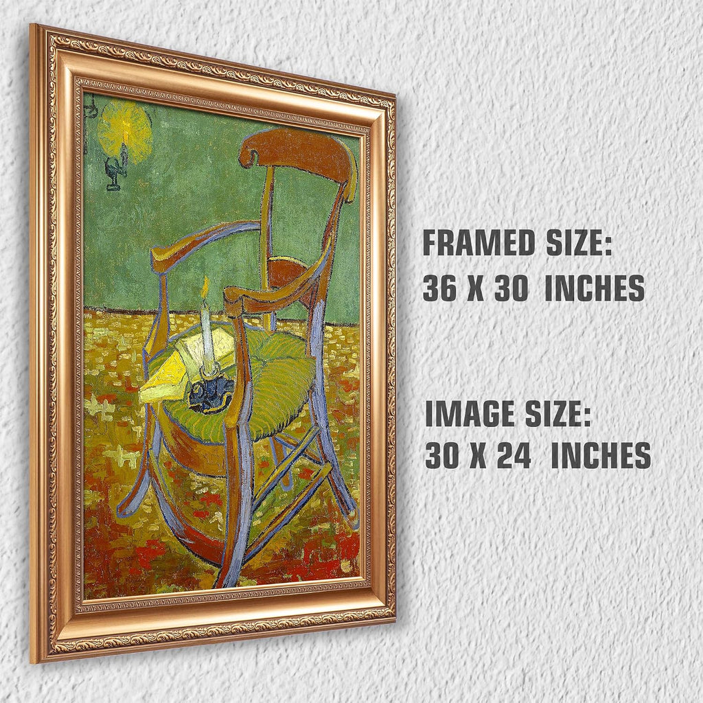 Gauguin's Chair by Vincent Van Gogh Framed Size:30x36 inches,Image Size:24x30 inches,Golden Frame The World Classic Art Reproductions,Wall Art for Home Decor