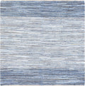 BoutiqueRugs Blue Striped Transitional 10ft Square Area Rug Cotton Hand Woven Navy Traditional Armona Living Room Bedroom Dining Room Home Office Apartment Stain Resistant Non-Shedding Pet Friendly