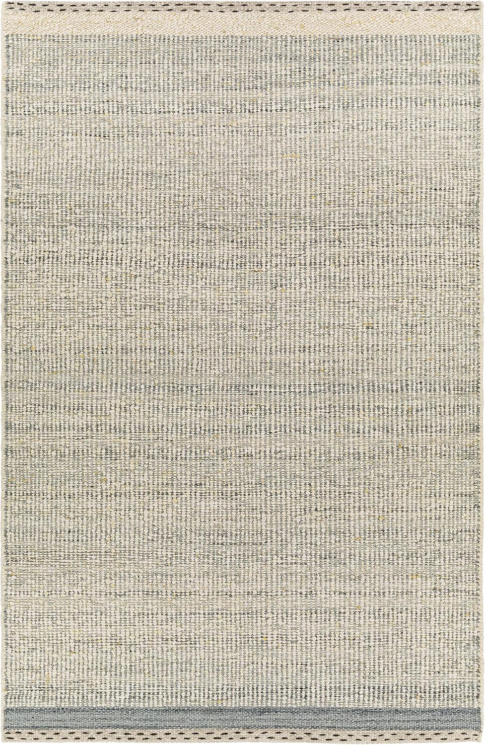 BoutiqueRugs Gray Solid Transitional 10x14 Large Area Rug Wool Hand Woven Flatweave Charcoal Cream Denim Beige Traditional Dalaoig Great Room Open Concept Master Bedroom Large Dining Room Non-Shedding