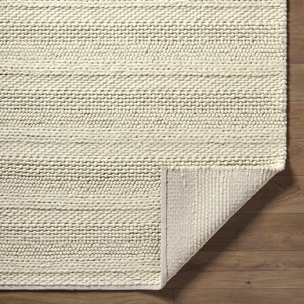 BoutiqueRugs Beige Striped Transitional Wool 3x12 Runner Rug Hand Woven Flatweave Textured Bohemian Clarke Hallway Kitchen Corridor Stairway Laundry Room Stain Resistant Non-Shedding Pet Friendly