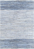 BoutiqueRugs Blue Striped Transitional Cotton 5x8 Area Rug Hand Woven Navy Traditional Armona Living Room Bedroom Dining Room Home Office Apartment Stain Resistant Non-Shedding Pet Friendly