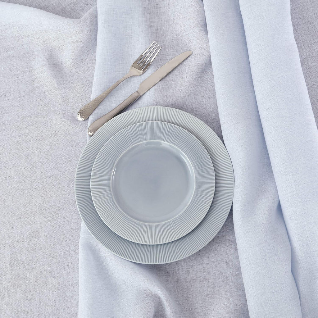 Solino Home Light Blue Linen Tablecloth 60 x 120 Inch - 100% Pure Linen Hemstitch Table Cloth for Rectangle Tables - Classic Hemstitch, Machine Washable Tablecloth for Summer