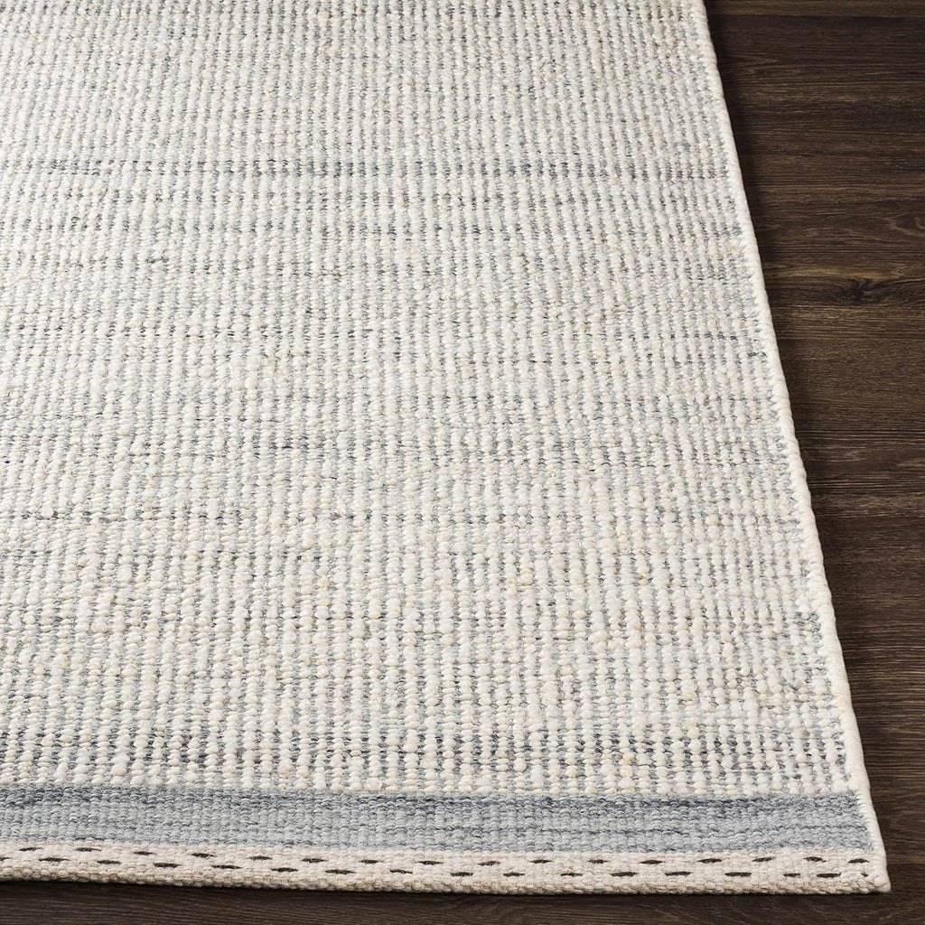 BoutiqueRugs Gray Solid Transitional 10x14 Large Area Rug Wool Hand Woven Flatweave Charcoal Cream Denim Beige Traditional Dalaoig Great Room Open Concept Master Bedroom Large Dining Room Non-Shedding