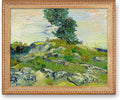 A&T ARTWORK The Rocks by Vincent Van Gogh.Framed Size:34.5x28.5 inches,Image Size:30x24 inches World Classic Reproductions For HomeDecor,Golden Frame