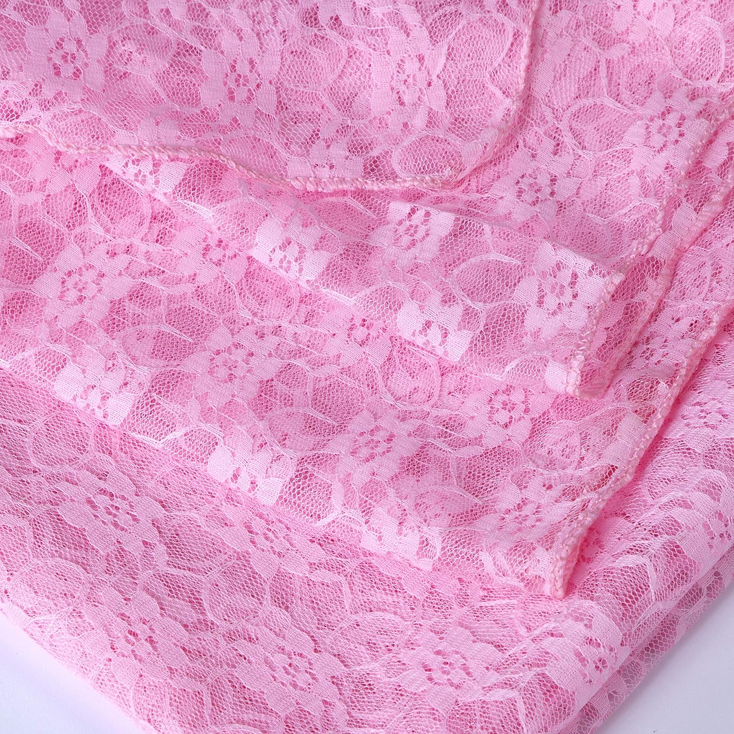 MDS Pack of 12 Wedding 27 x 170 inches Long Sheer lace Table Runner for Wedding Banquets Decorations Birthday Parties, Engagements, Rustic Boho for 14Feet Table Runners - Pink