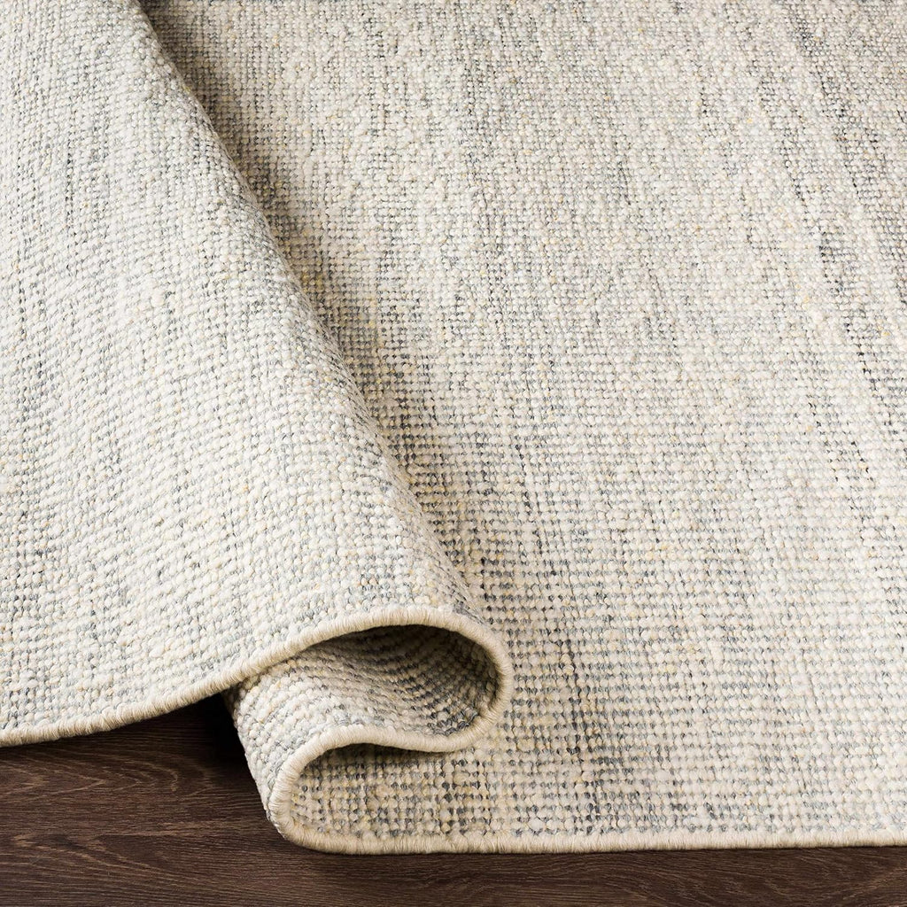 BoutiqueRugs Gray Solid Transitional 10x14 Large Area Rug Wool Hand Woven Flatweave Charcoal Cream Denim Beige Traditional Dalaoig Great Room Open Concept Master Bedroom Large Dining Room Non-Shedding