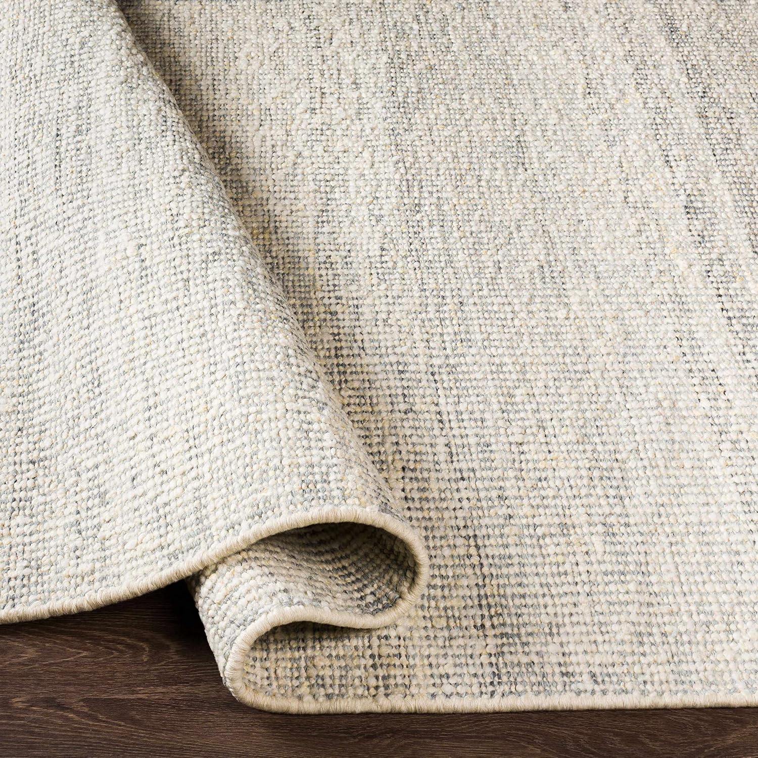 BoutiqueRugs Gray Solid Transitional 10x14 Large Area Rug Wool Hand Woven Flatweave Charcoal Cream Denim Beige Traditional Dalaoig Great Room Open Concept Master Bedroom Large Dining Room Non-Shedding