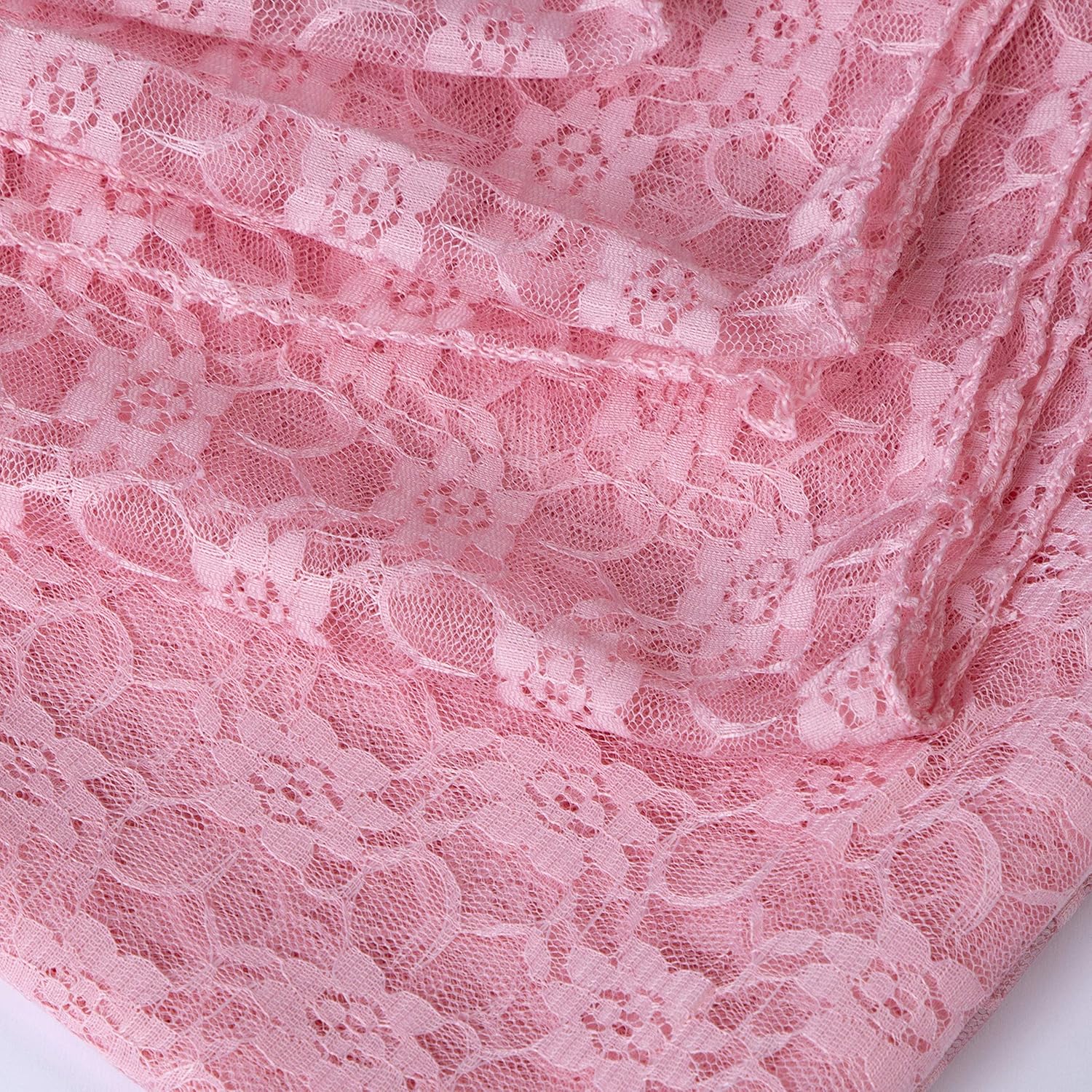 MDS Pack of 12 Wedding 27 x 170 inches Long Sheer lace Table Runner for Wedding Banquets Decorations Birthday Parties, Engagements, Rustic Boho for 14Feet Table Runners - Blush Pink
