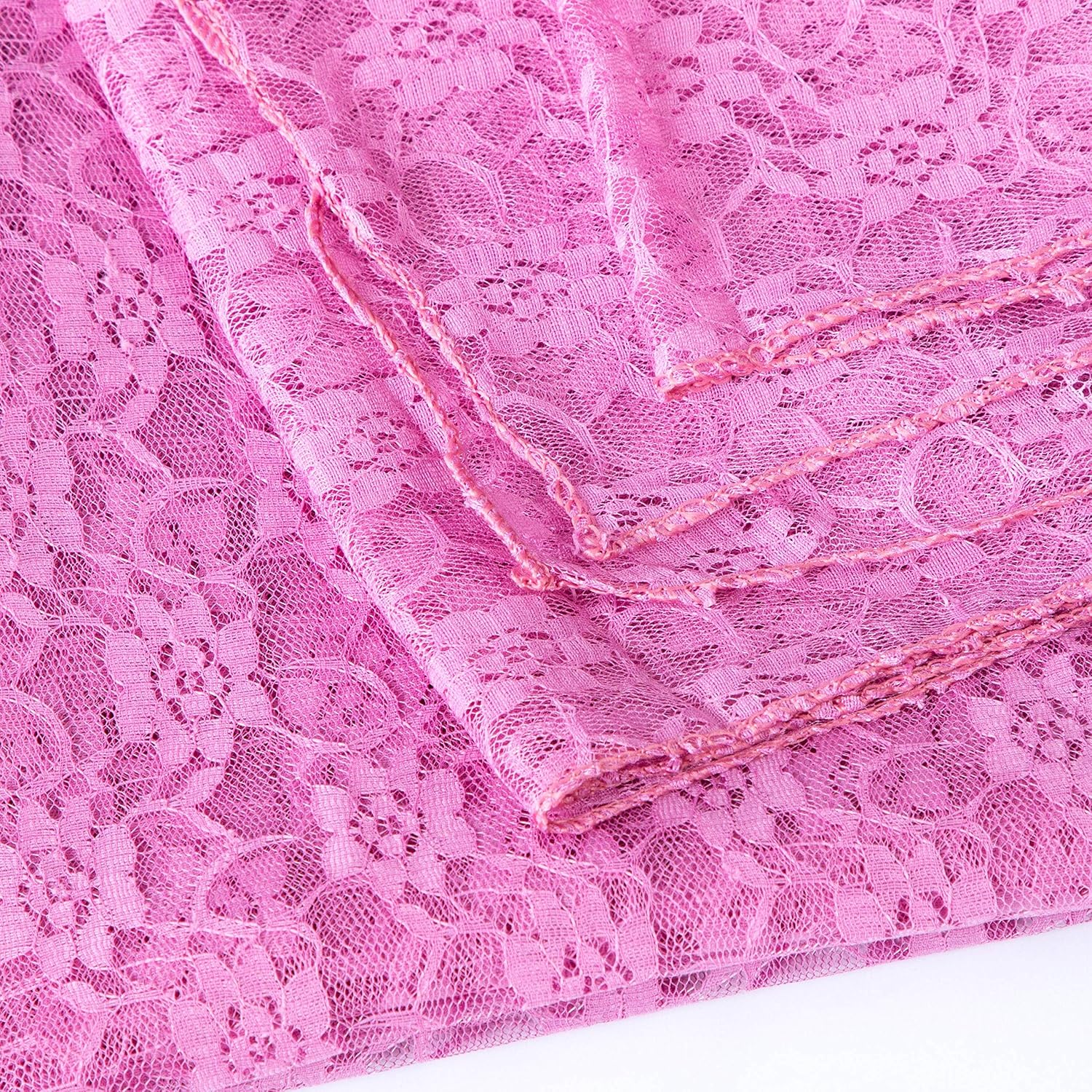 MDS Pack of 25 Wedding 27 x 120 inches Long Sheer lace Table Runner for Wedding Banquets Decorations Birthday Parties, Engagements, Rustic Boho for 10Ft Table Runners - Dusty Pink
